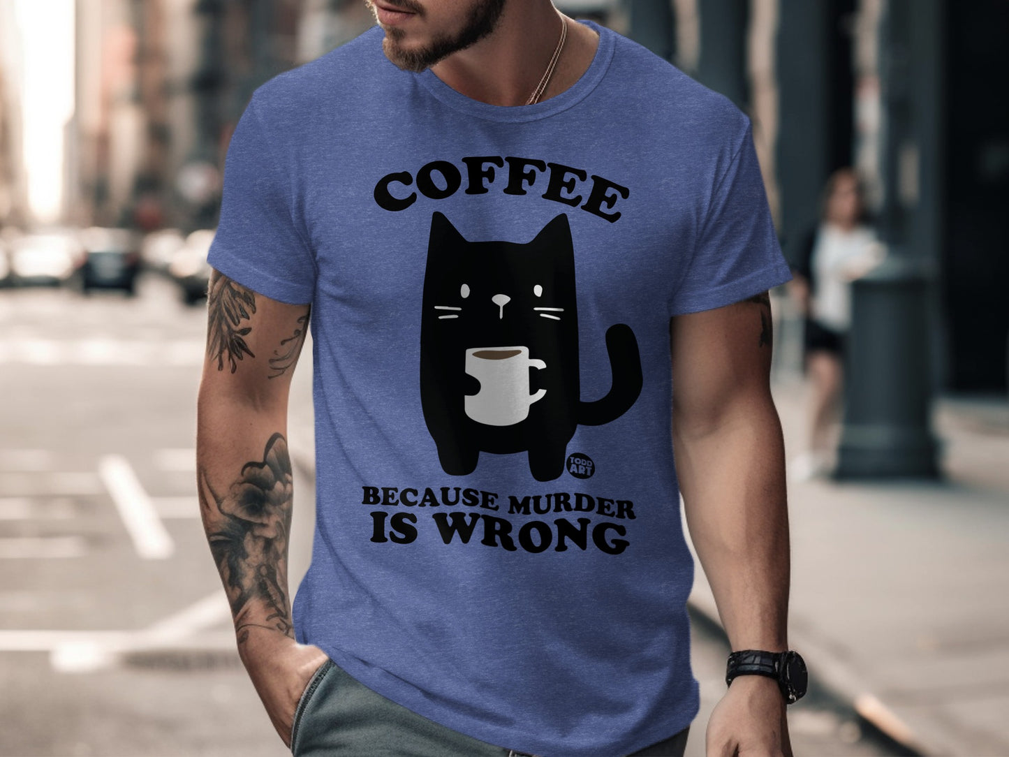 Coffee Because Murder is Wrong Cat T-Shirt