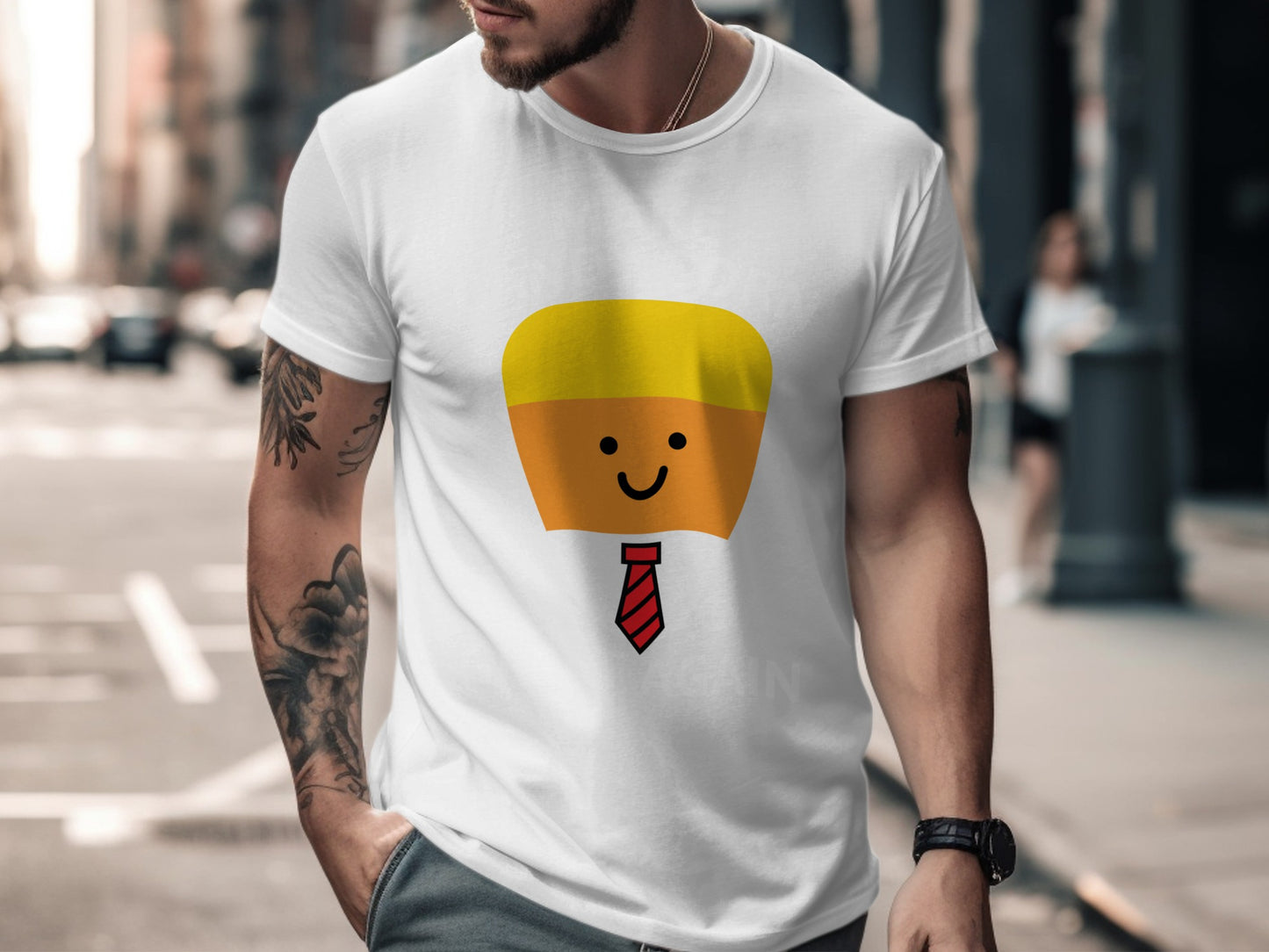 Fun Cartoon Face with Tie Graphic T-Shirt