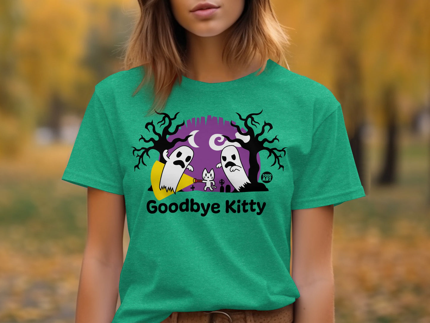 Goodbye Kitty Green Shirt Halloween Fun Top