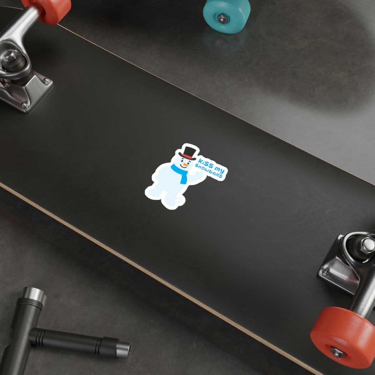 Kiss My Snowballs Snowman Sticker for Skateboard
