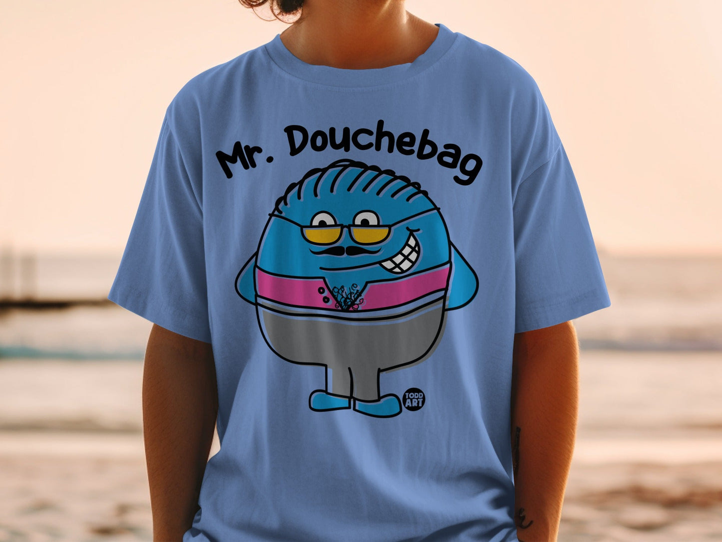 Mr. Douchebag Cartoon Print Tee for Casual Wear