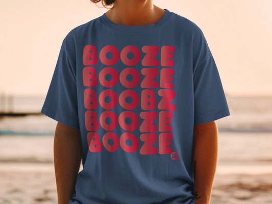 Booze Bold Bubble Letters Graphic Tee product
