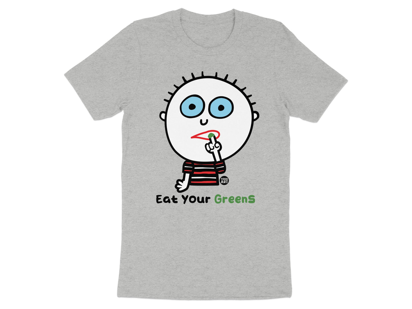 Eat Your Greens Character T-shirt Fun Graphic Tee