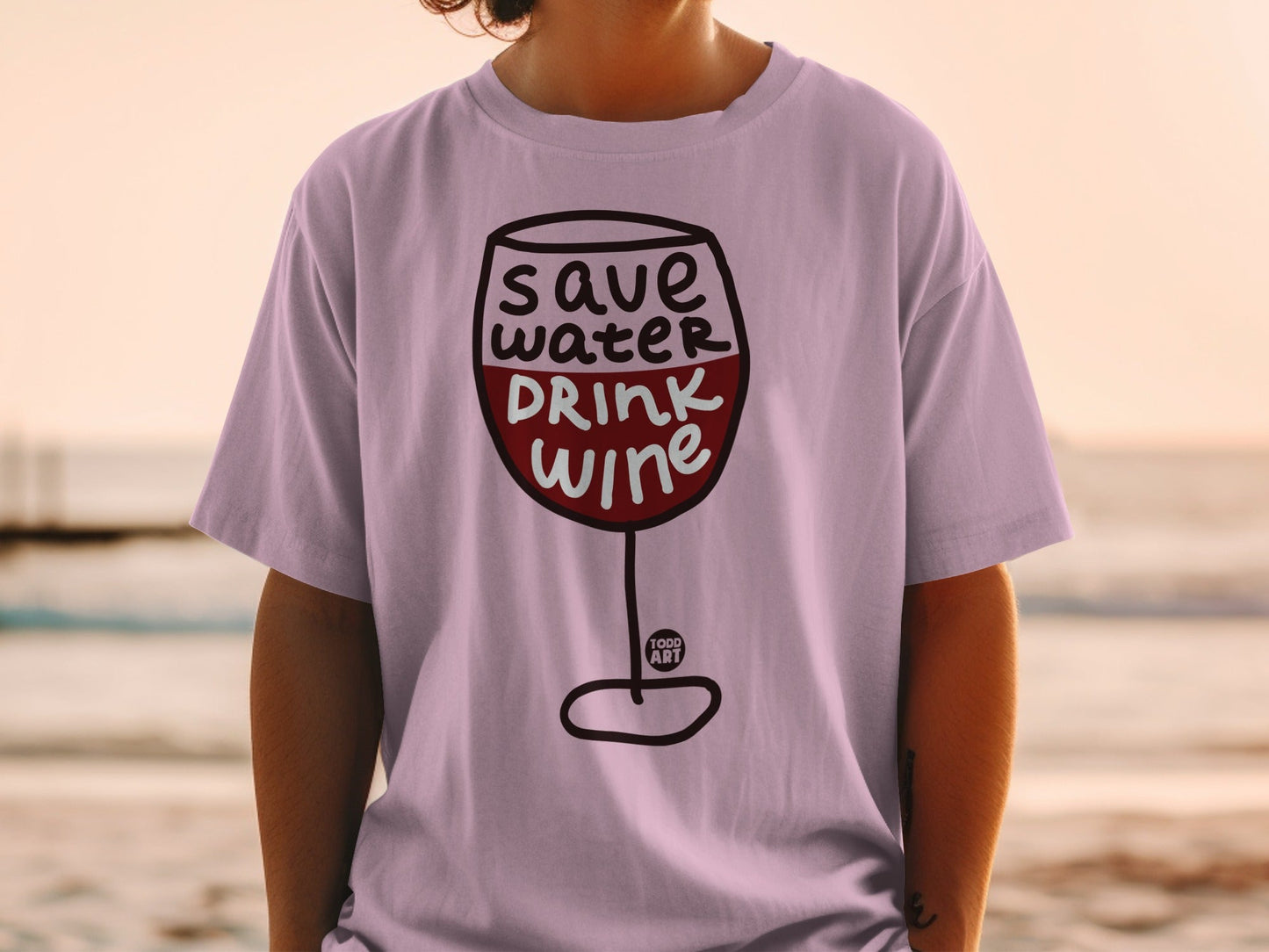 Save Water Drink Wine Graphic Tee Shirt Apparel