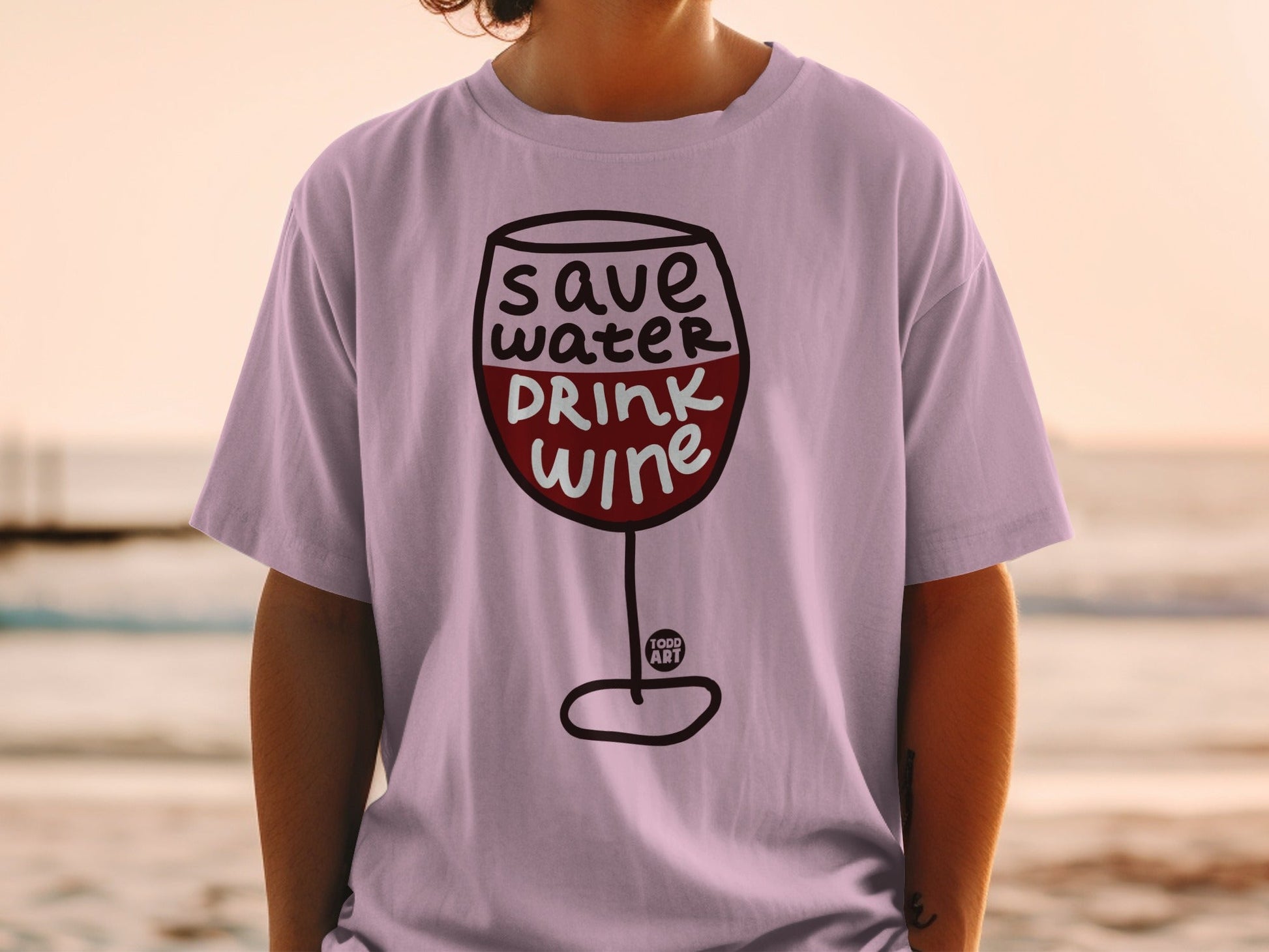 Save Water Drink Wine Graphic Tee Shirt Apparel
