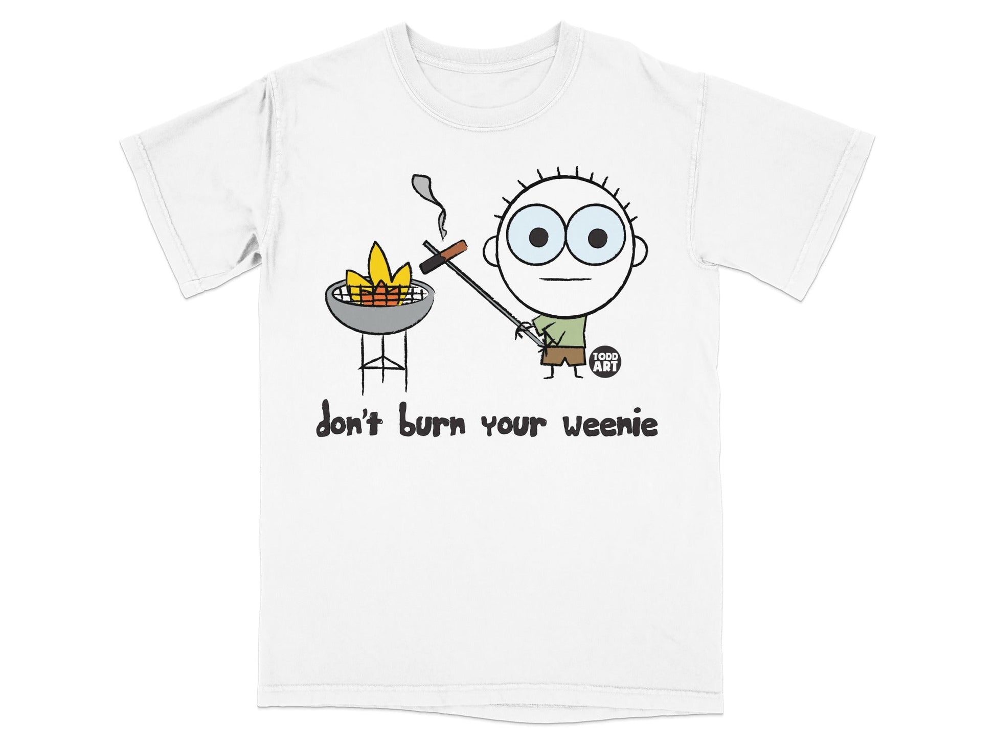 Don't Burn Your Weenie Cartoon Graphic T-shirt