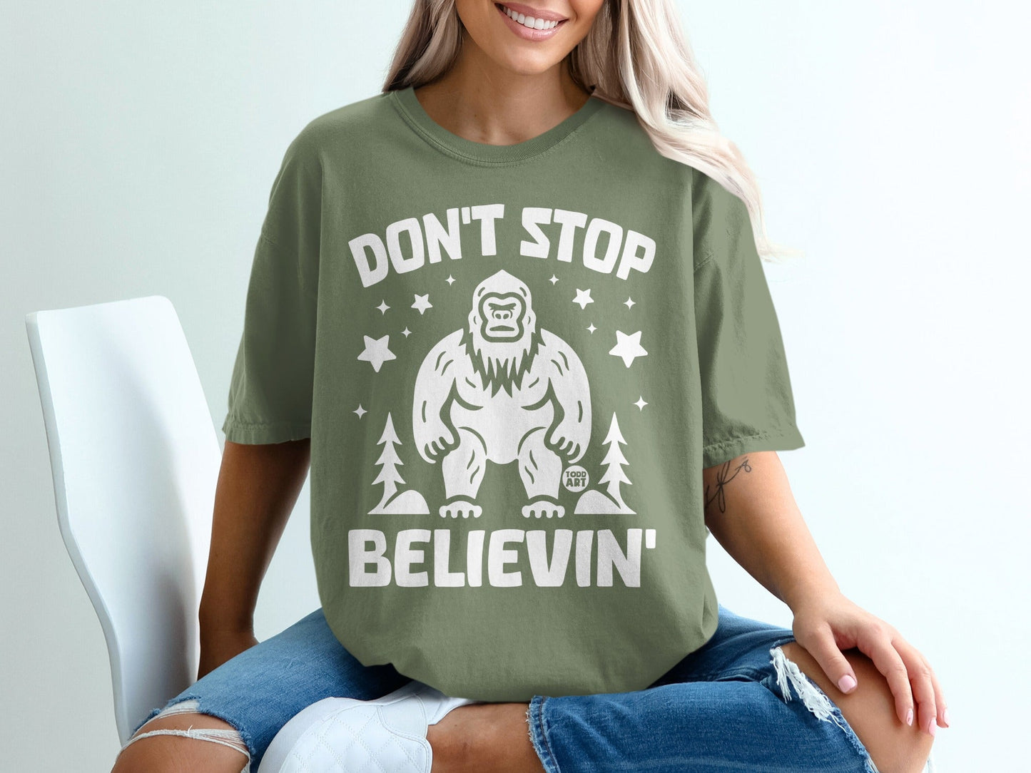 Don't Stop Believin' Bigfoot Graphic T-Shirt