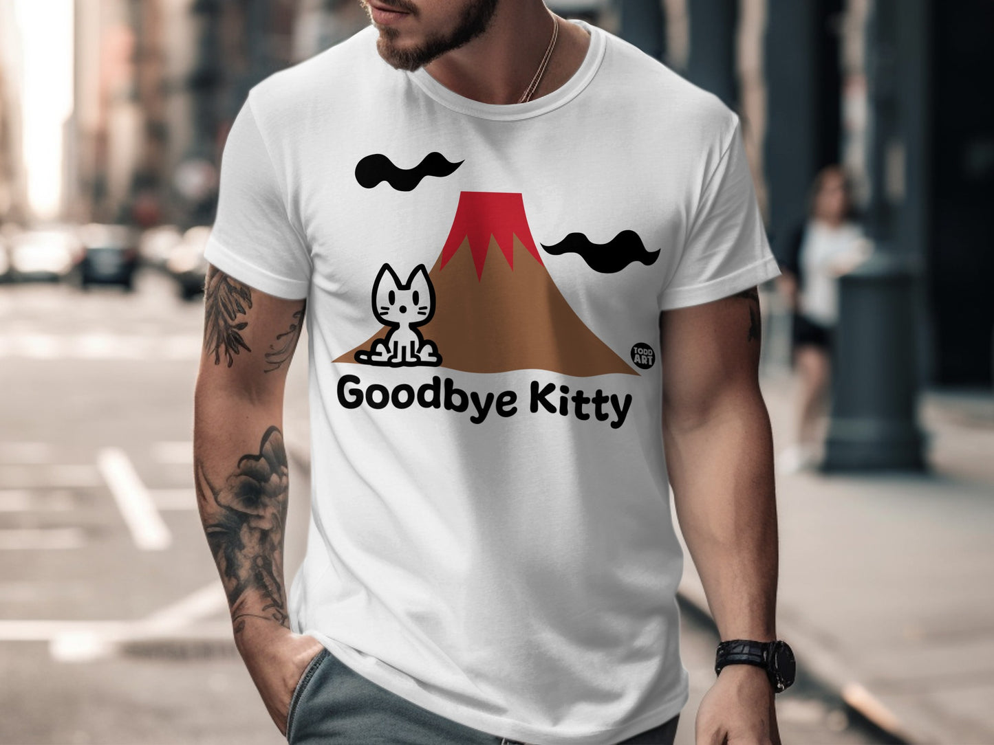 Goodbye Kitty Volcano Graphic Tee Shirt
