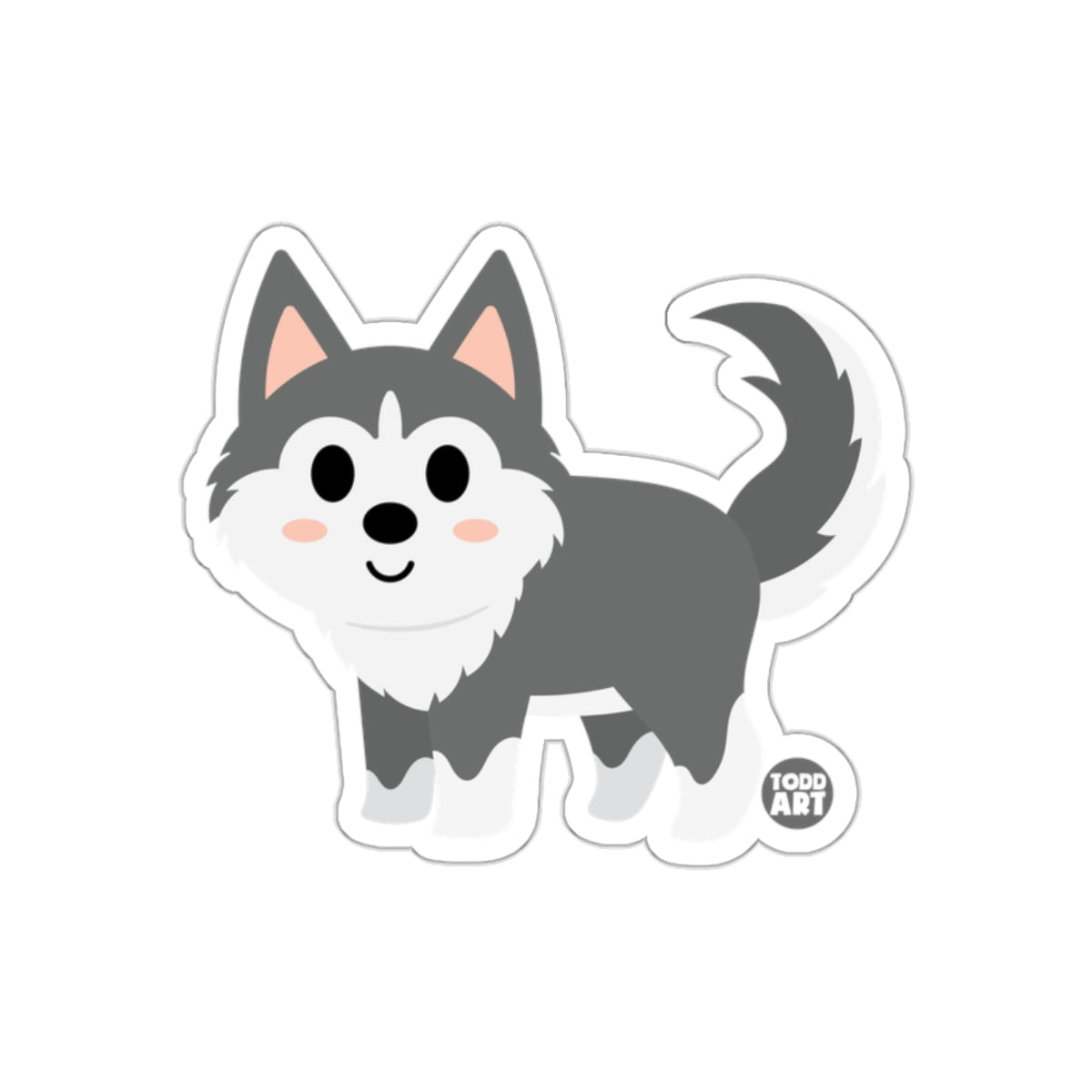 Cute Cartoon Husky Dog Sticker Adorable Art Decal