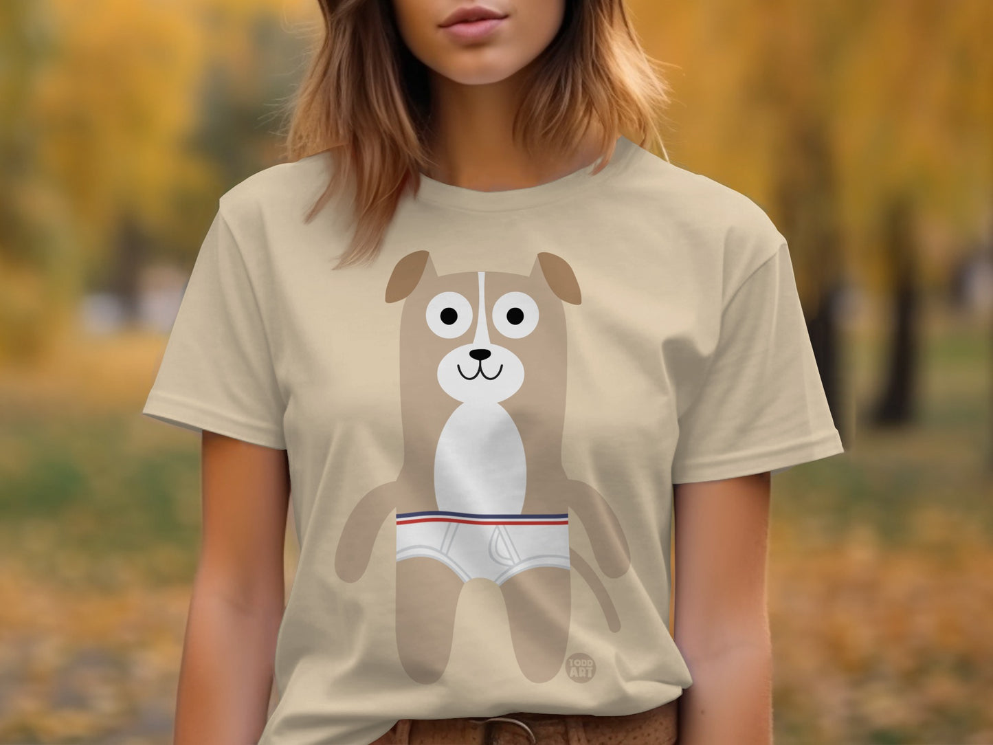 Cute Brown Dog Wearing Underwear Graphic Shirt
