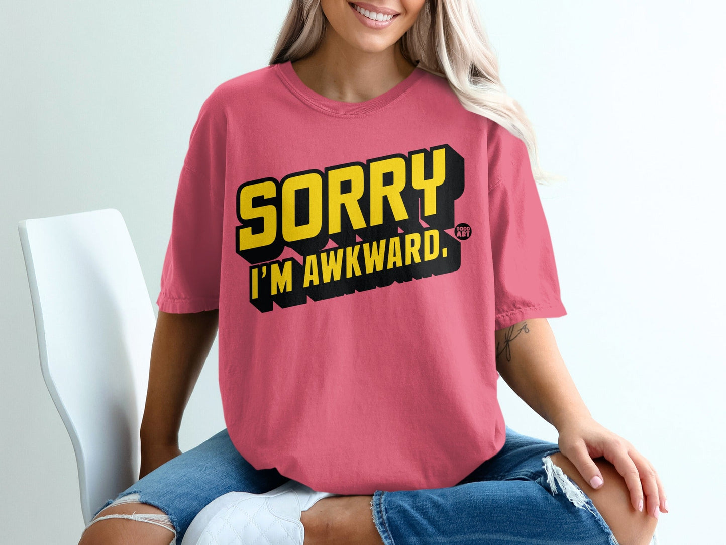 Sorry I'm Awkward Graphic Tee Shirt Trendy Top