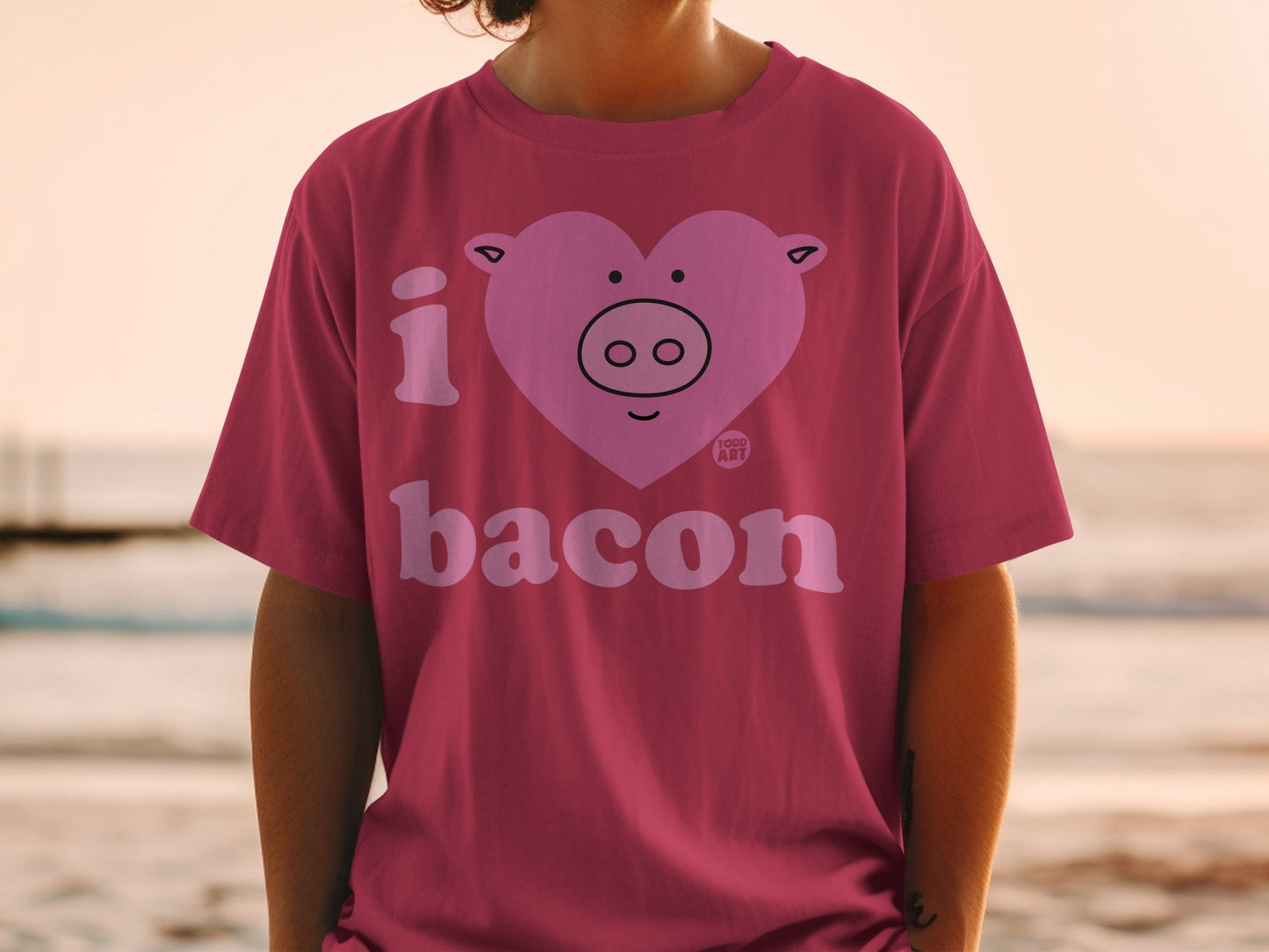 I Heart Bacon Pig Face Graphic T-shirt