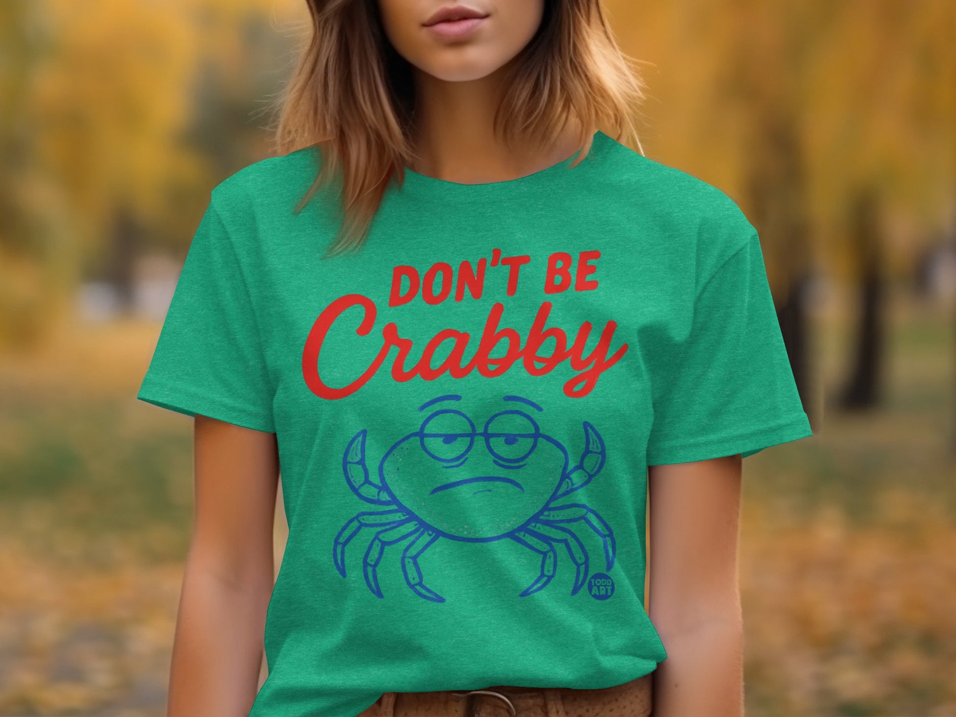 Don't Be Crabby Funny Cartoon Crab Graphic T-shirt