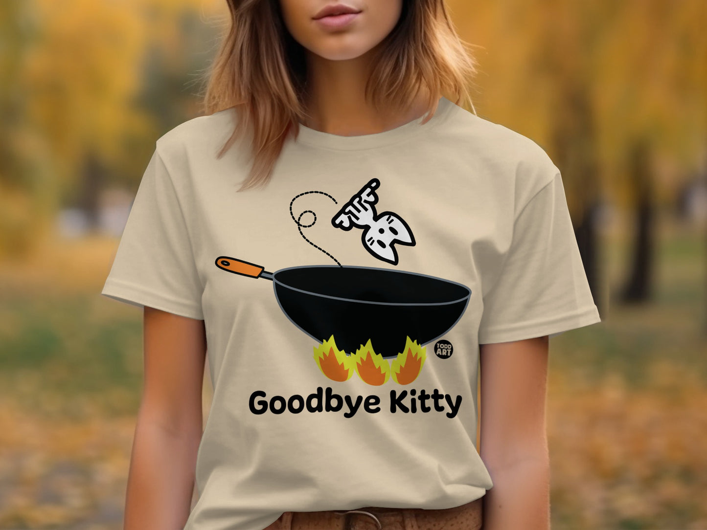Funny Goodbye Kitty Graphic Design Casual T-shirt