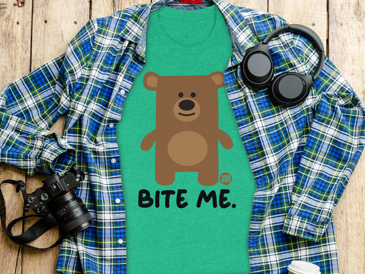 Bite Me Bear Graphic Shirt for Casual Outfits