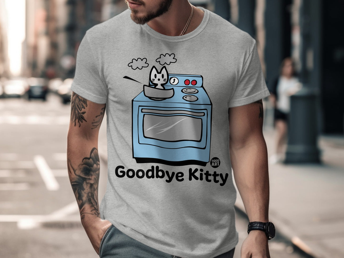 Humorous Goodbye Kitty Graphic T-Shirt for Cat Lovers
