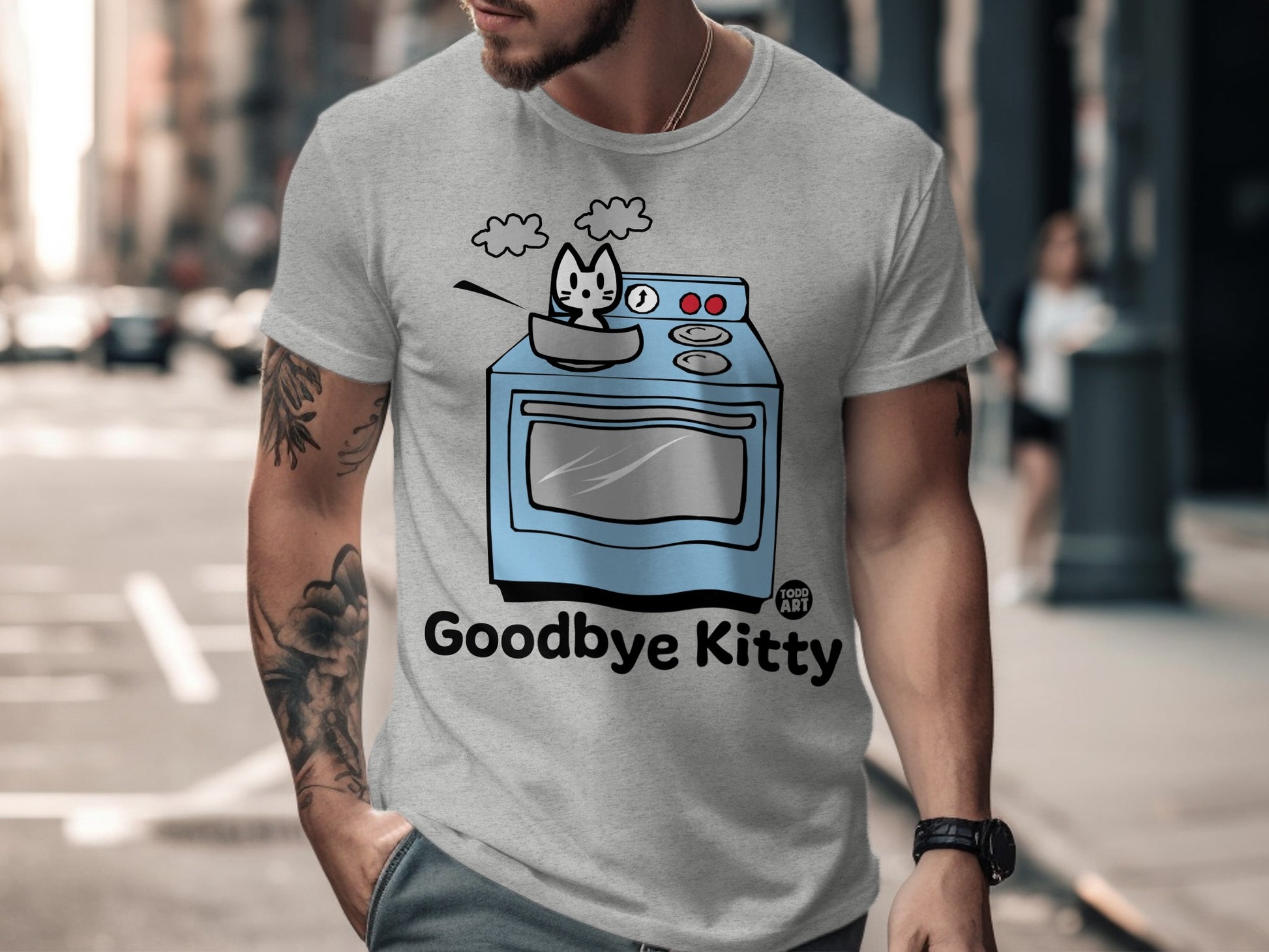 Humorous Goodbye Kitty Graphic T-Shirt for Cat Lovers