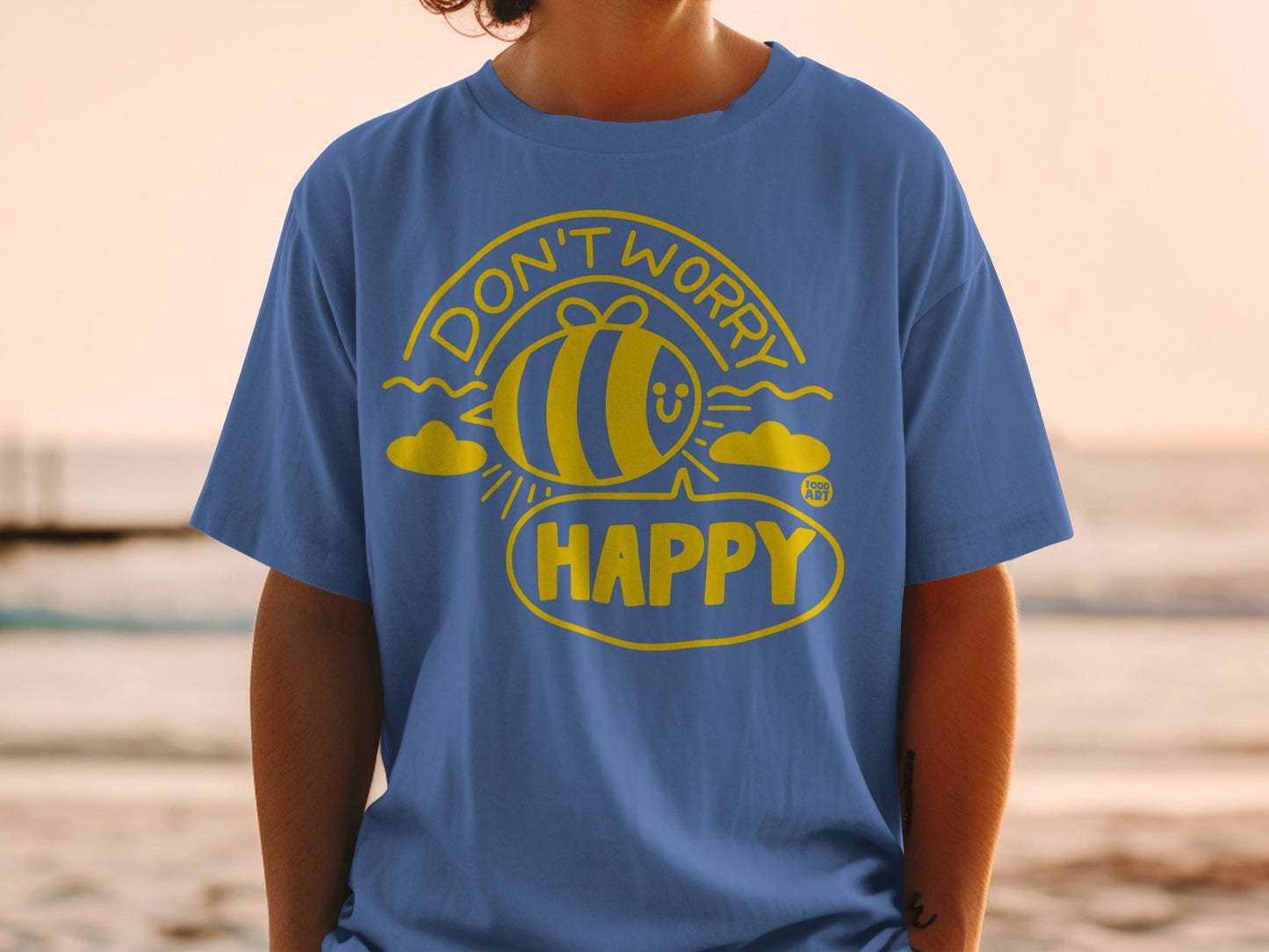 Don't Worry Bee Happy Graphic Print T-shirt