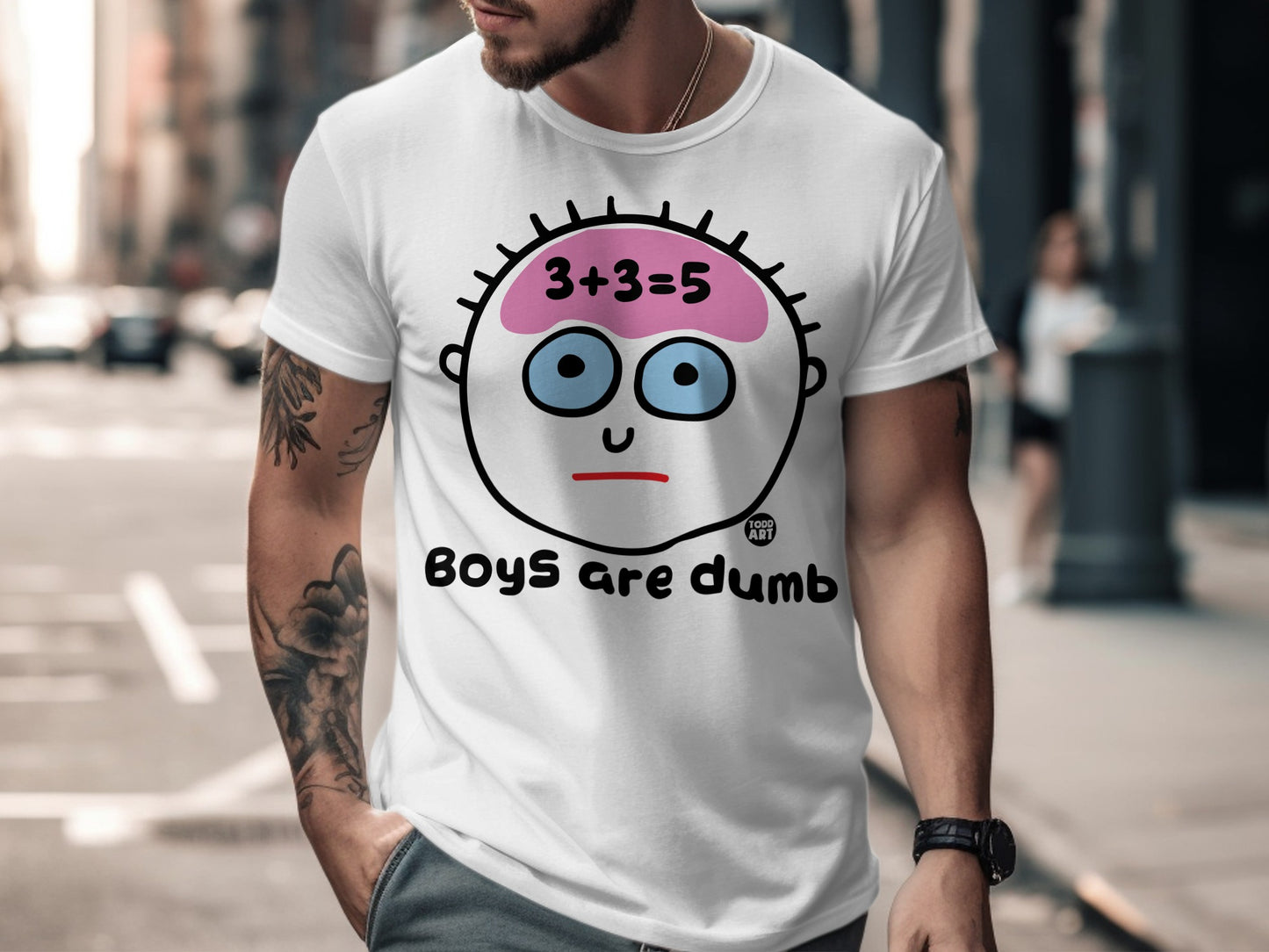 Funny Boys Are Dumb Math Cartoon T-Shirt