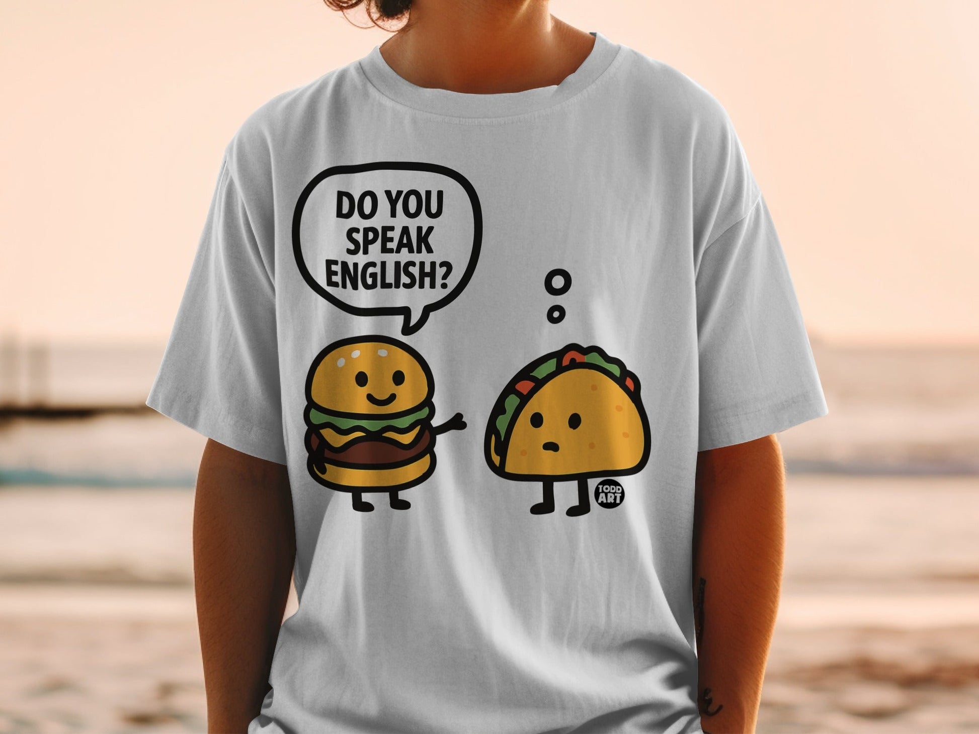 Do You Speak English Burger and Taco Graphic T-Shirt