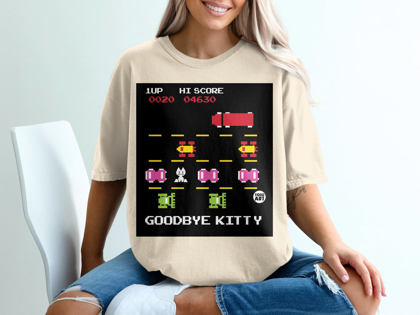 Retro Goodbye Kitty Game Graphic T-Shirt