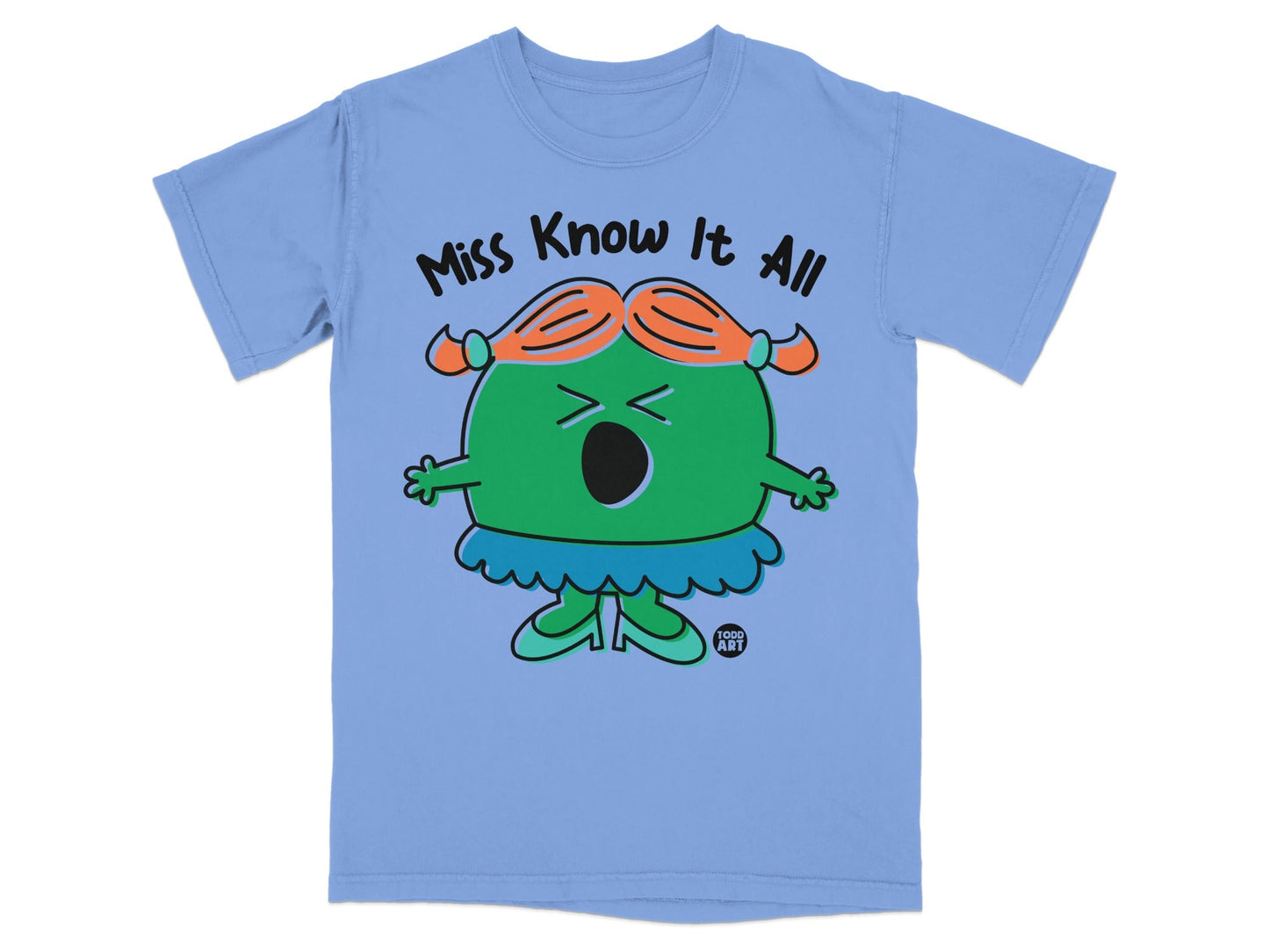 Miss Know It All Graphic Tee Shirt Fun Cartoon Shirt