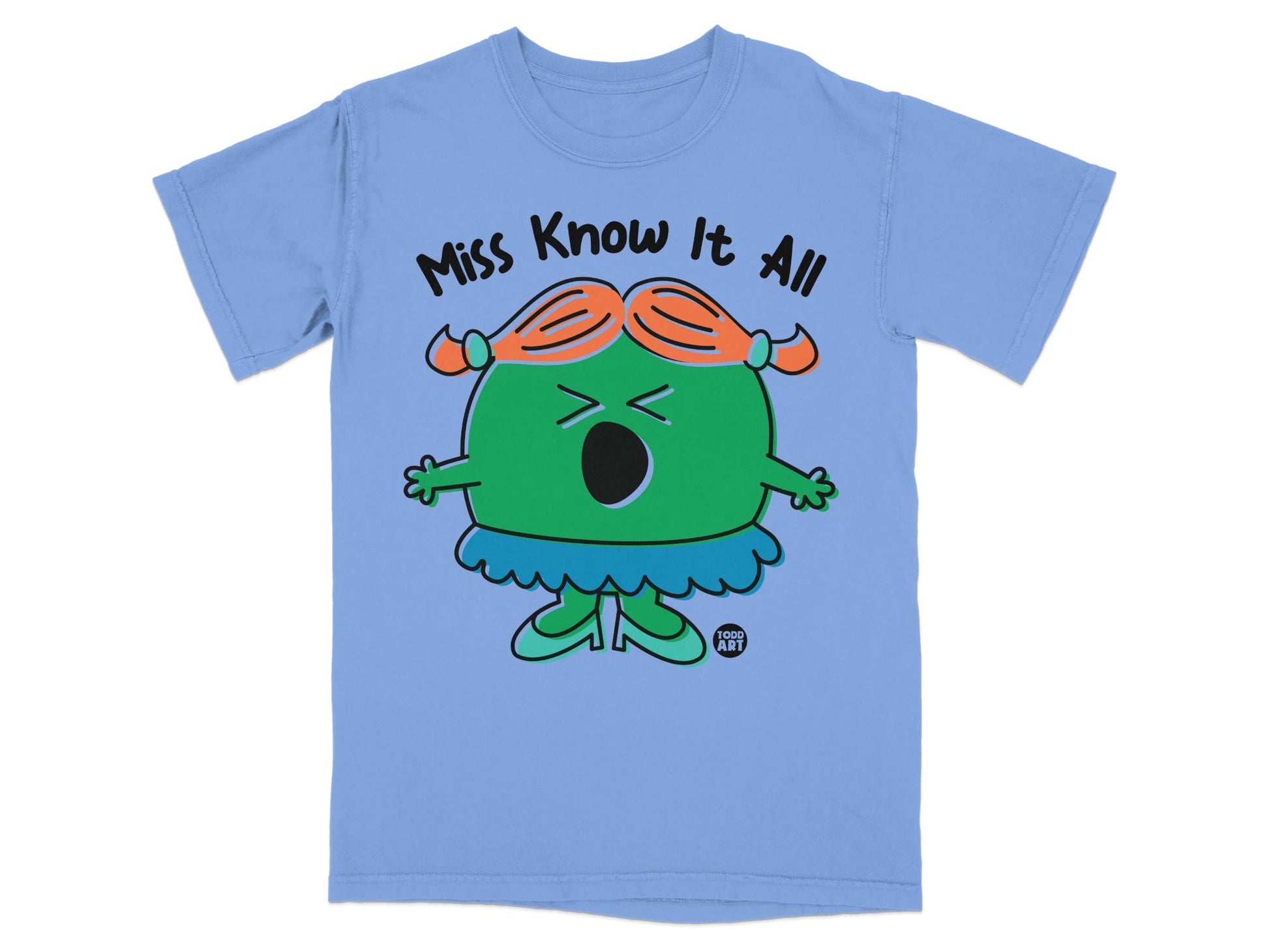 Miss Know It All Graphic Tee Shirt Fun Cartoon Shirt