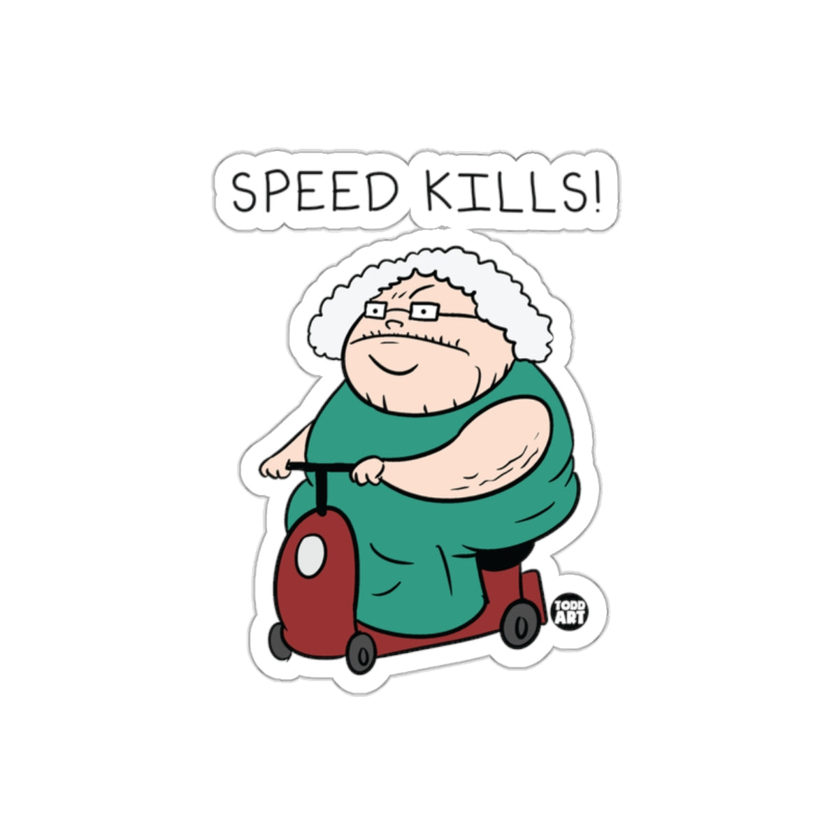 Speed Kills Funny Grandma Cartoon Sticker