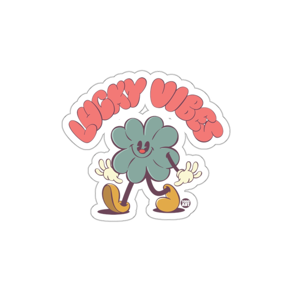 Lucky Vibes Cute Cartoon Clover sticker