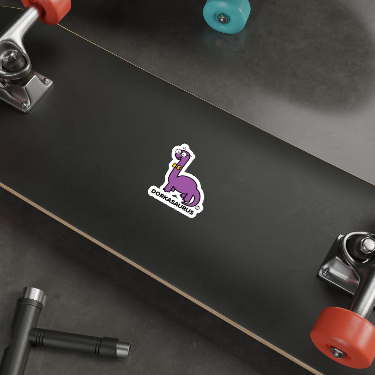 Dorkasaurus Purple Dinosaur With Glasses And Bowtie sticker