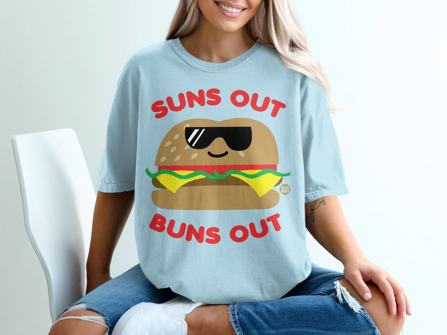 Suns Out Buns Out Burger Sunglasses Graphic T-shirt