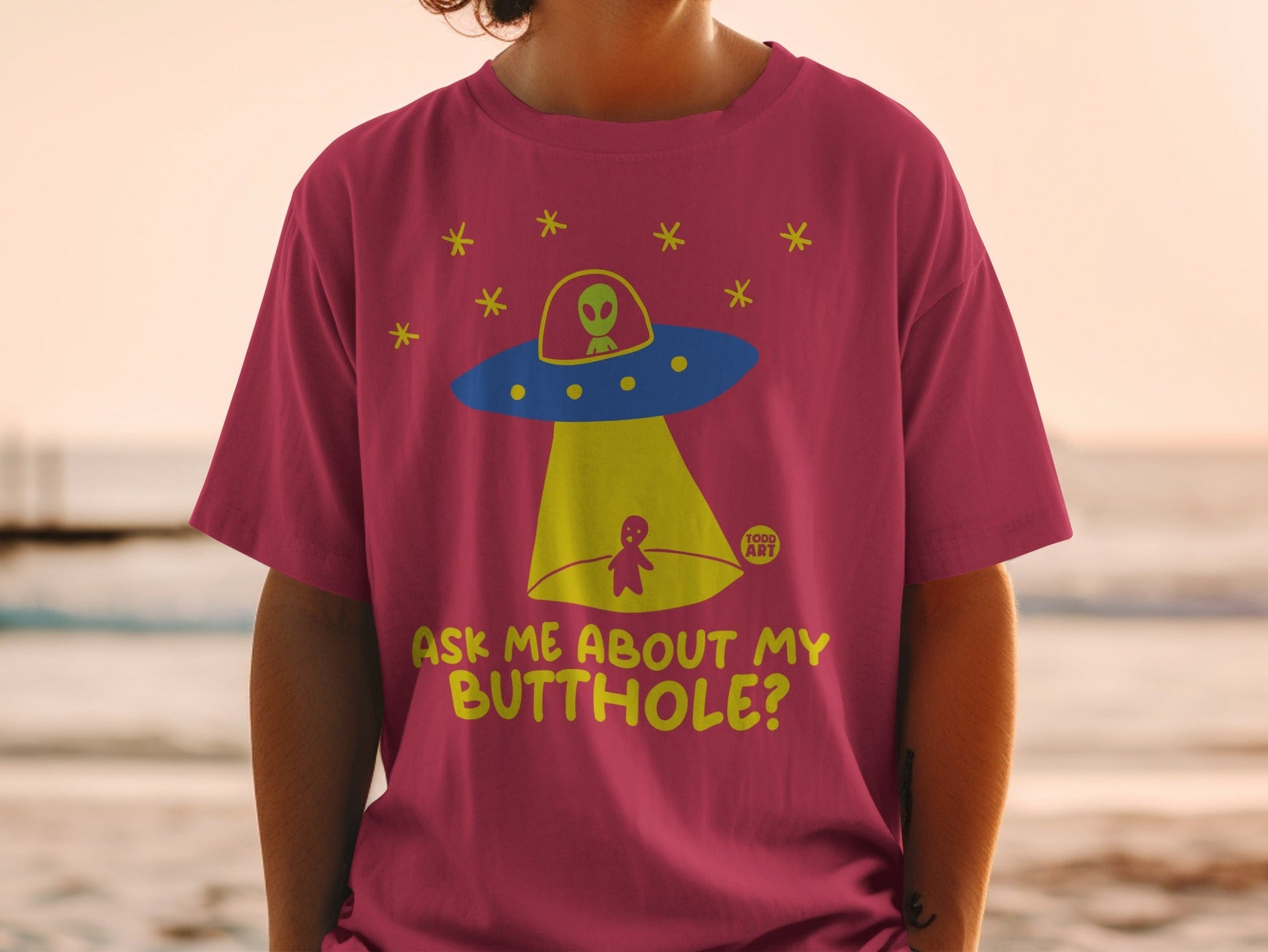 Ask Me About My Butthole UFO Alien T-Shirt