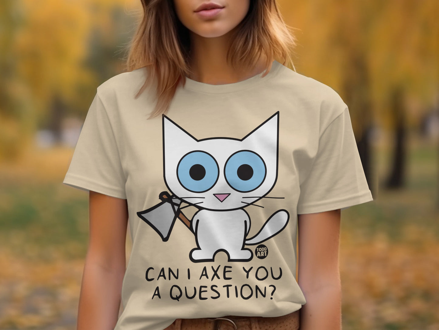 Can I Axe You a Question Cat Graphic T-shirt