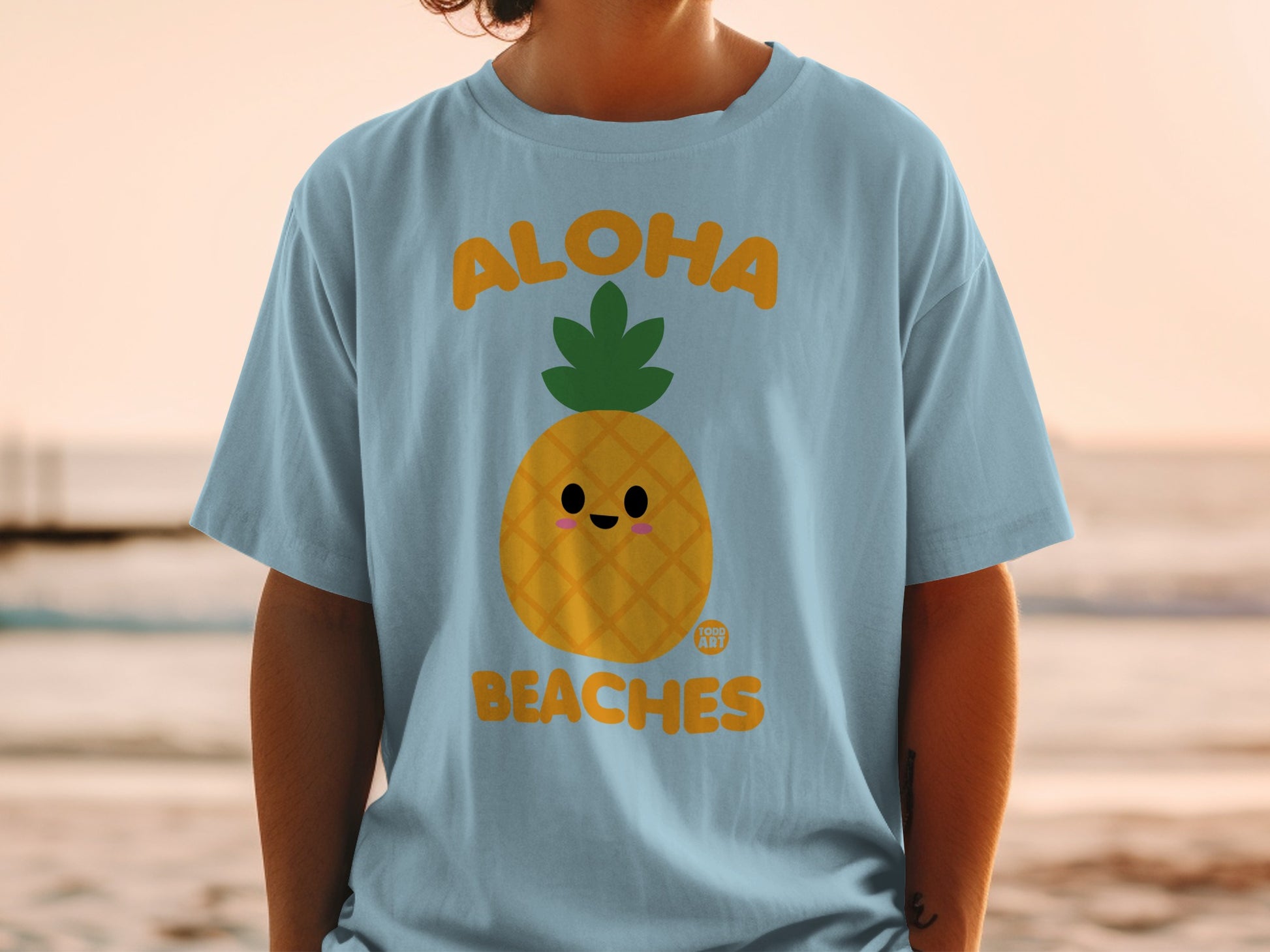 Light blue ALOHA BEACHES cute pineapple product type
