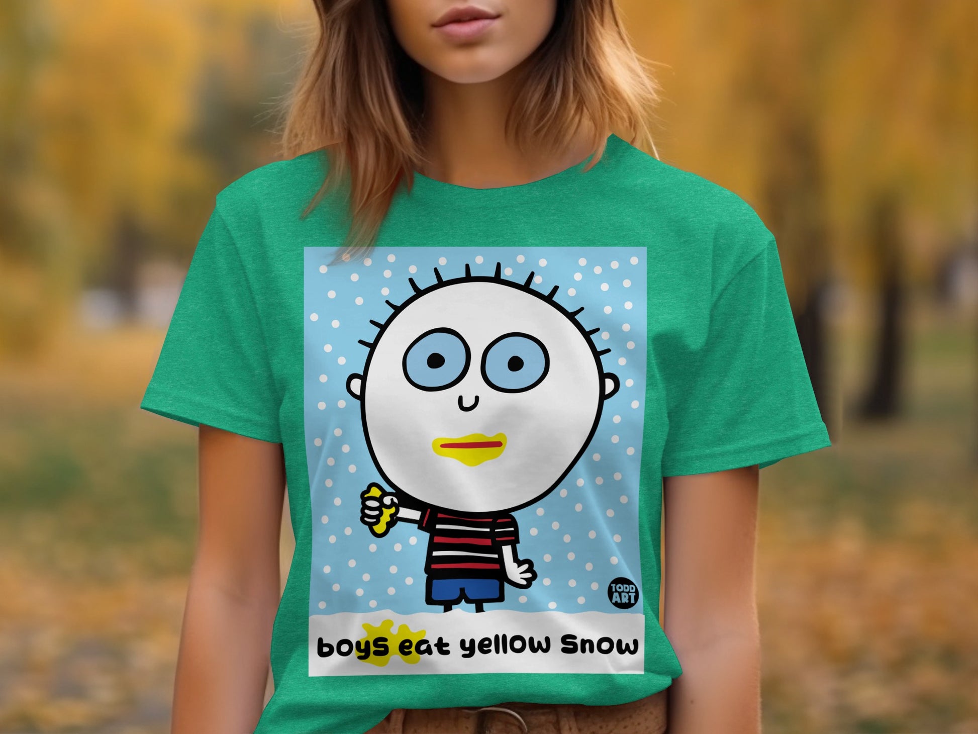 Boys Eat Yellow Snow Cartoon Graphic T-Shirt