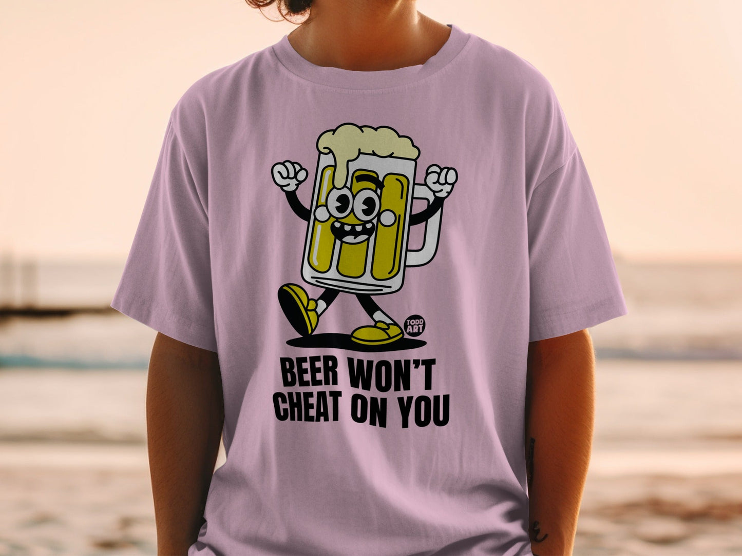 Beer Won't Cheat On You Funny Cartoon T-Shirt