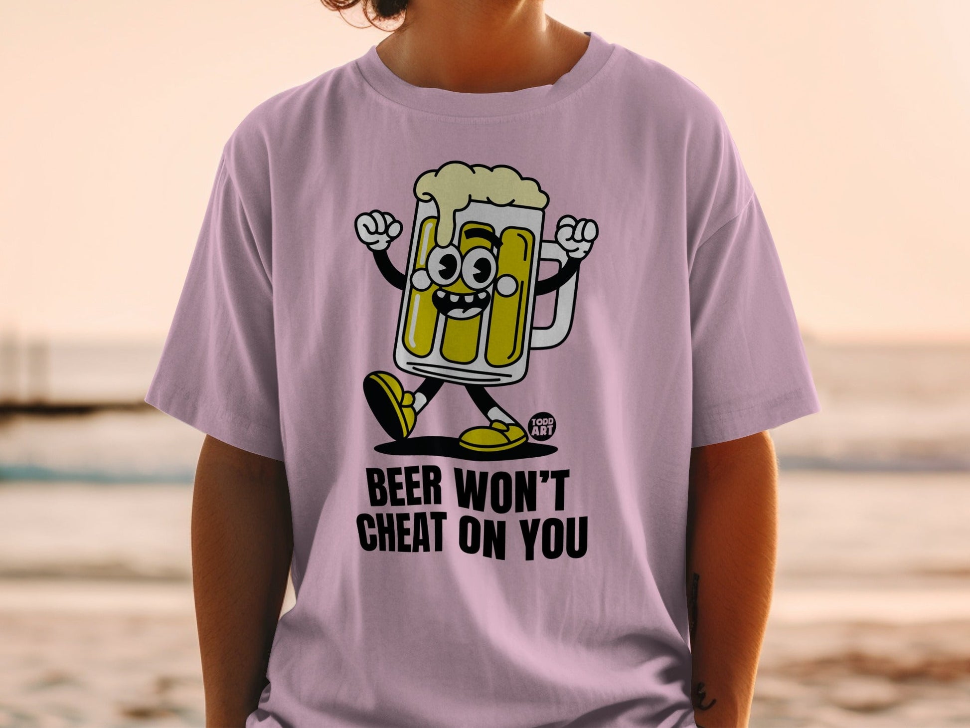 Beer Won't Cheat On You Funny Cartoon T-Shirt