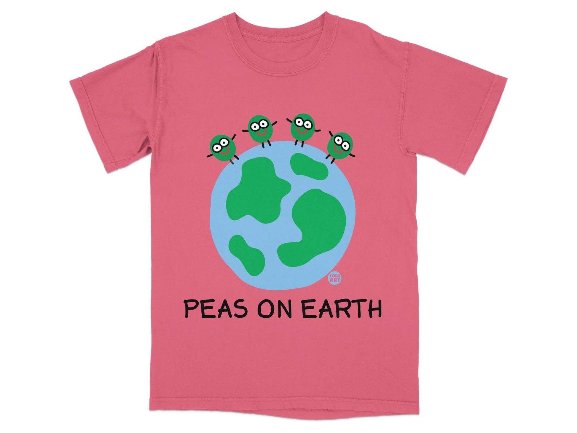 Peas On Earth Pink Graphic Tee Funny Shirt