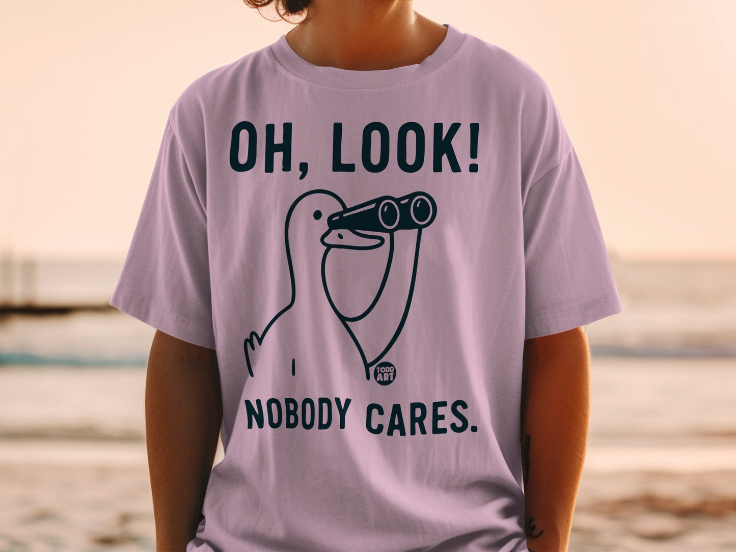 Oh Look Nobody Cares Funny Binoculars T-Shirt