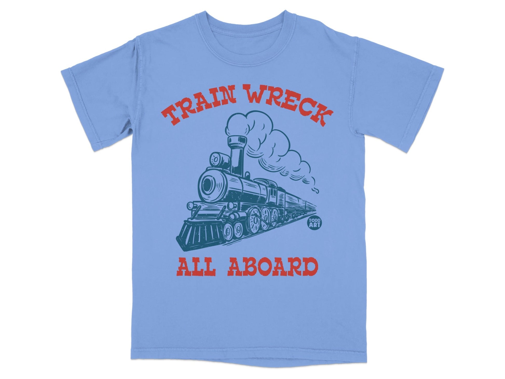 Train Wreck All Aboard Graphic Tee Shirt