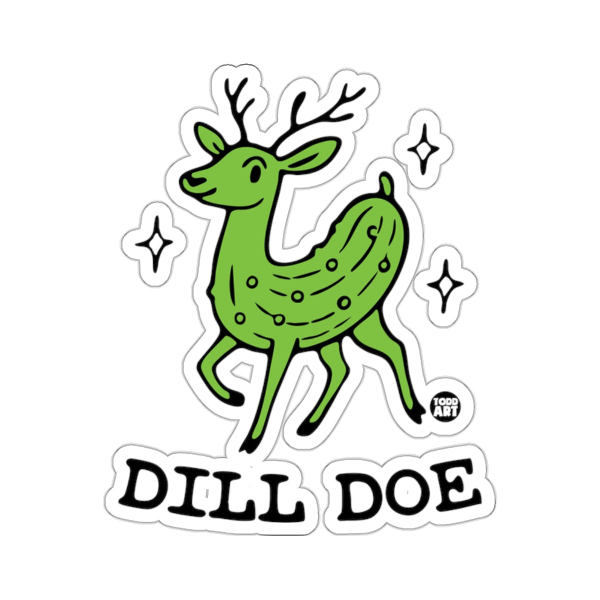 Whimsical Dill Doe Pickle Deer Cartoon Art 
