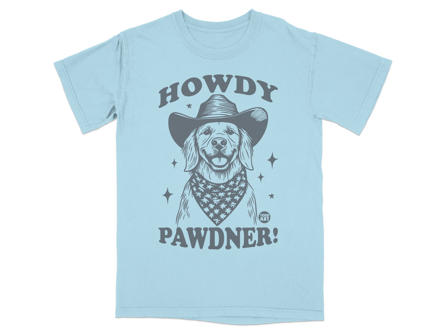 Howdy Pawdner Cowboy Dog Graphic Tee Shirt Product