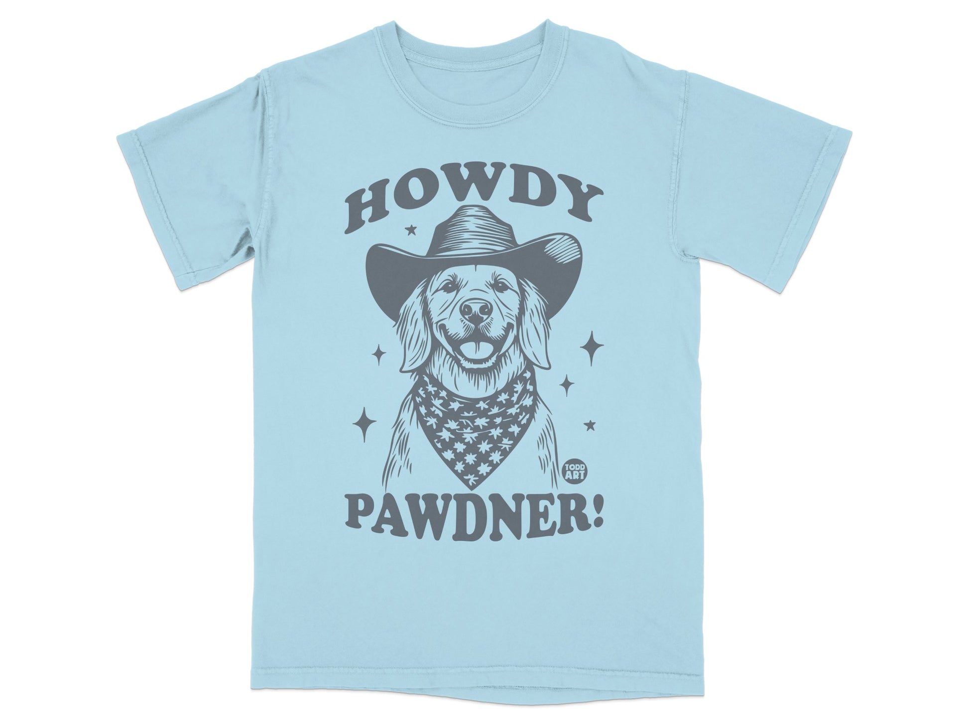 Howdy Pawdner Cowboy Dog Graphic Tee Shirt Product