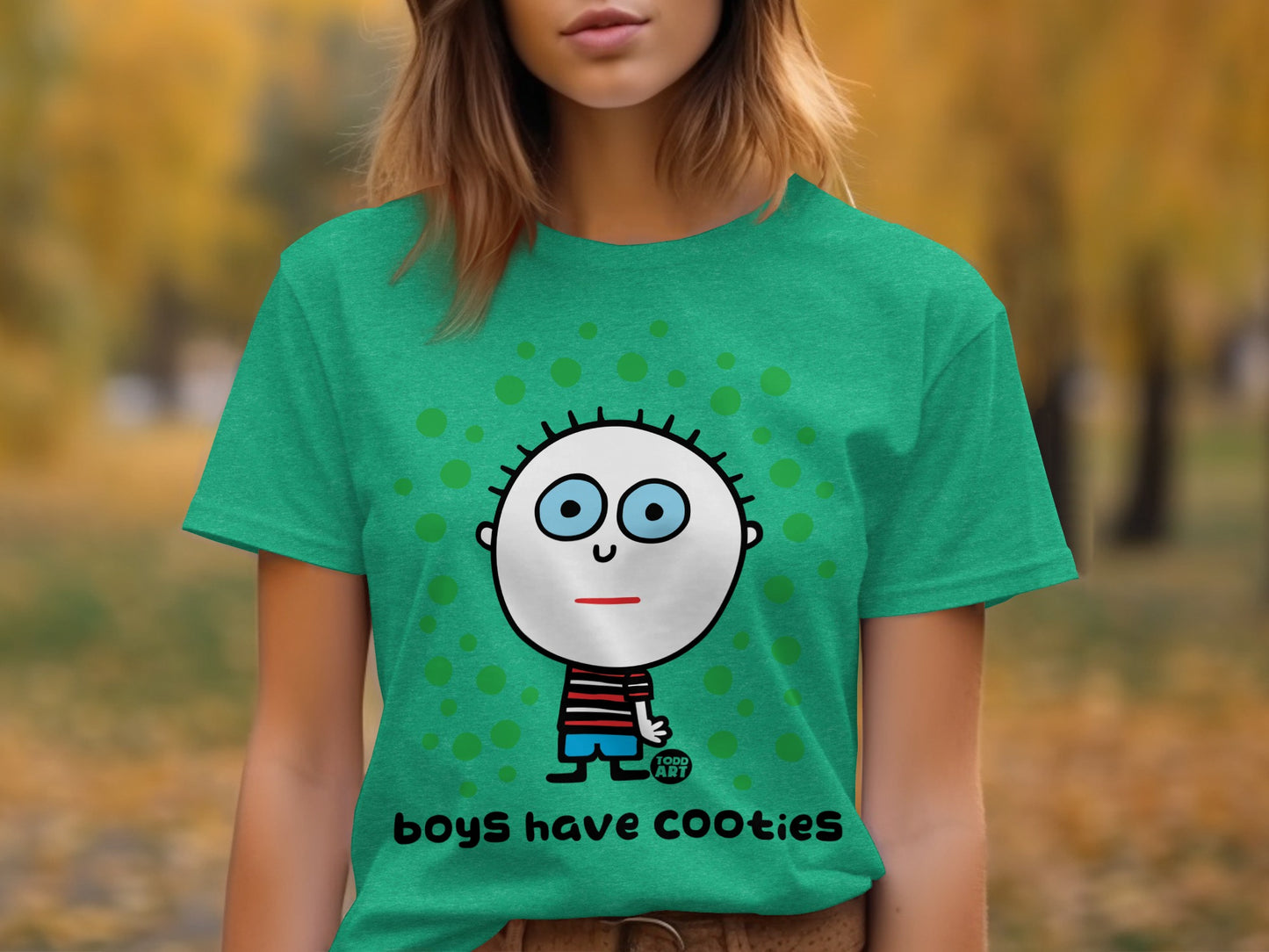 Boys Have Cooties Funny Cartoon Character T-Shirt