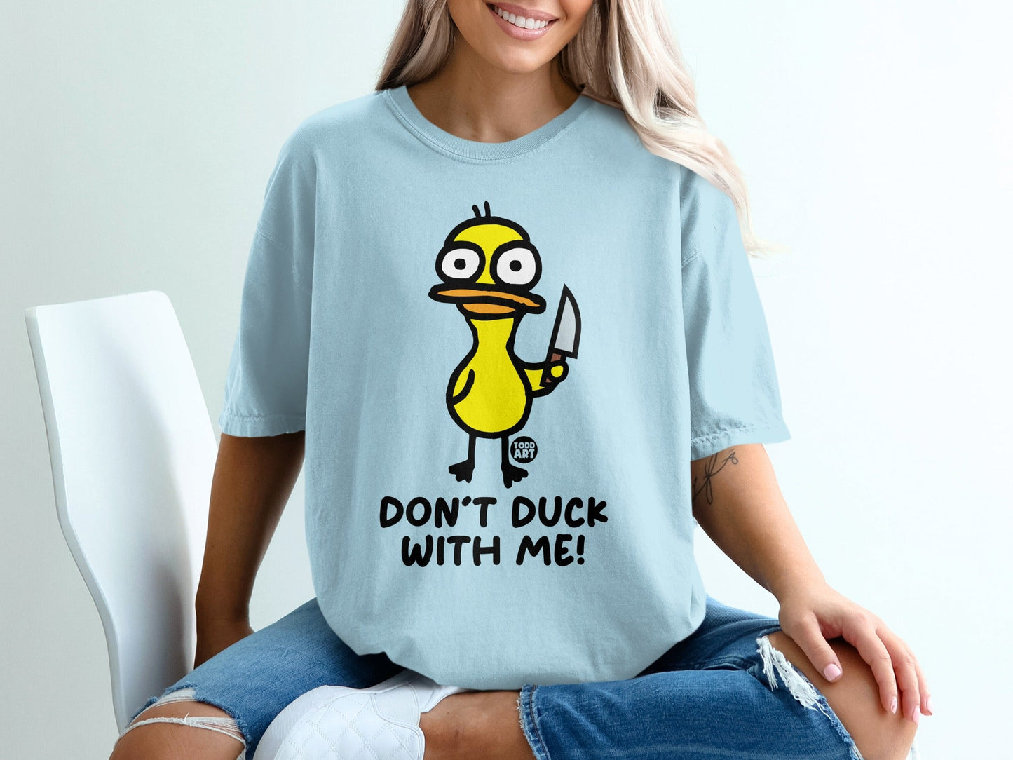 Don't Duck With Me Funny Cartoon Duck Graphic Tee