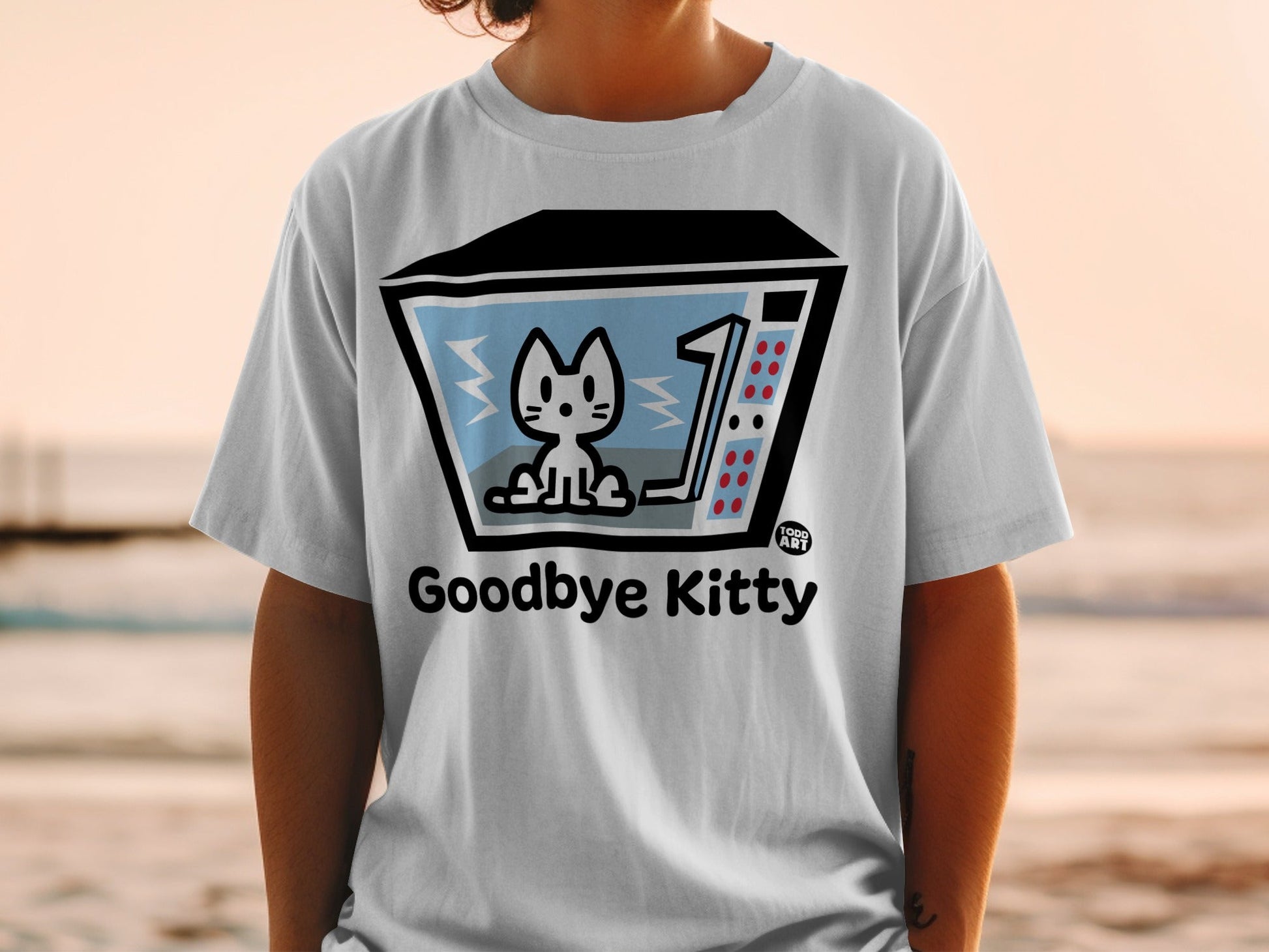 Goodbye Kitty Graphic T-Shirt with Cartoon Design