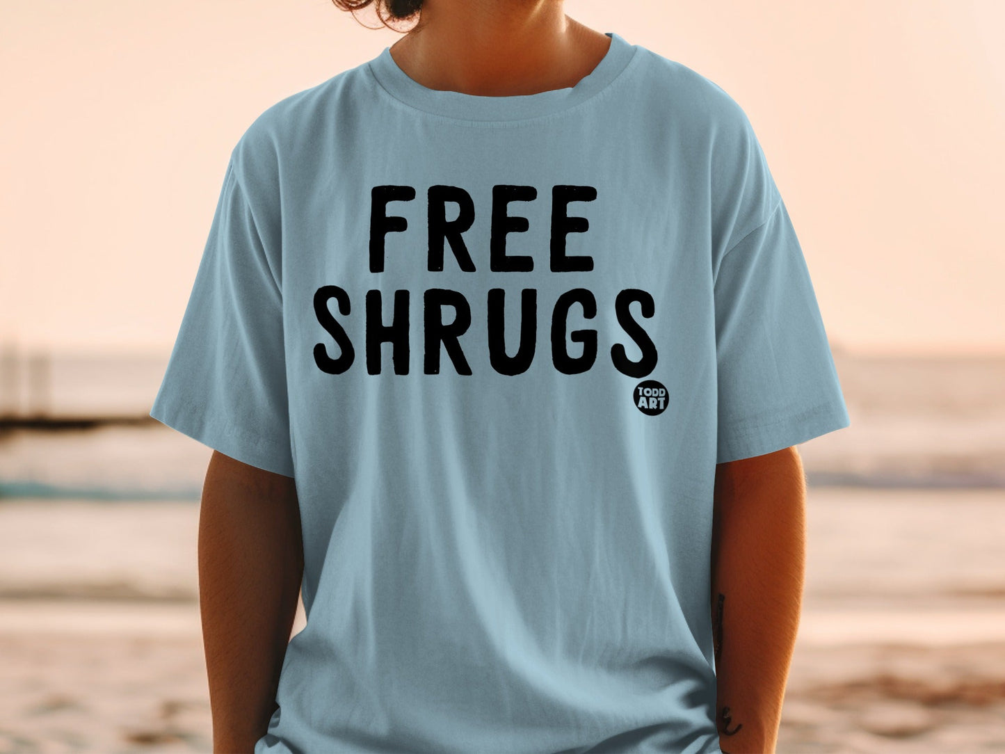 Free Shrugs Todd Art Statement Tee Shirt