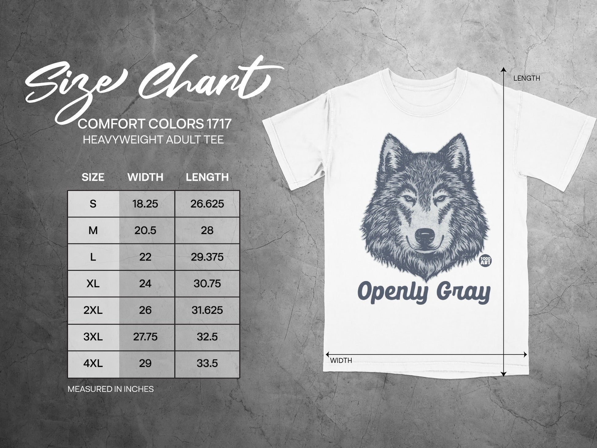 Openly Gray Wolf Print Comfort Colors 1717 Heavyweight Tee