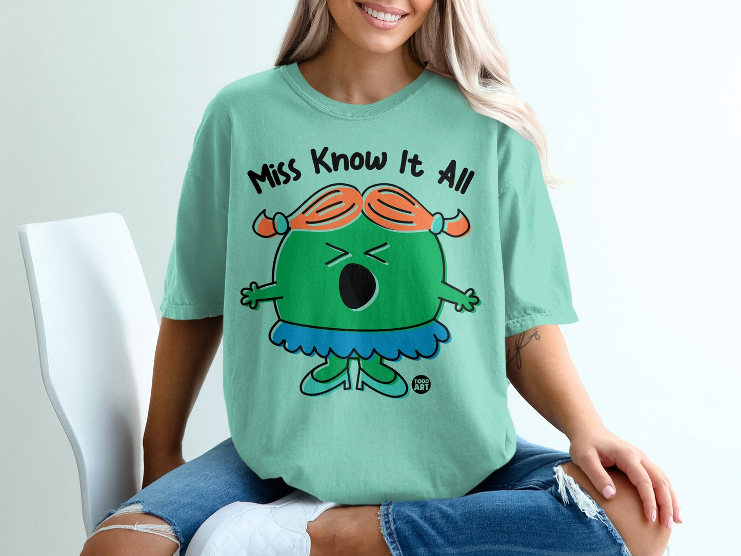 Miss Know It All Character Print Graphic Shirt