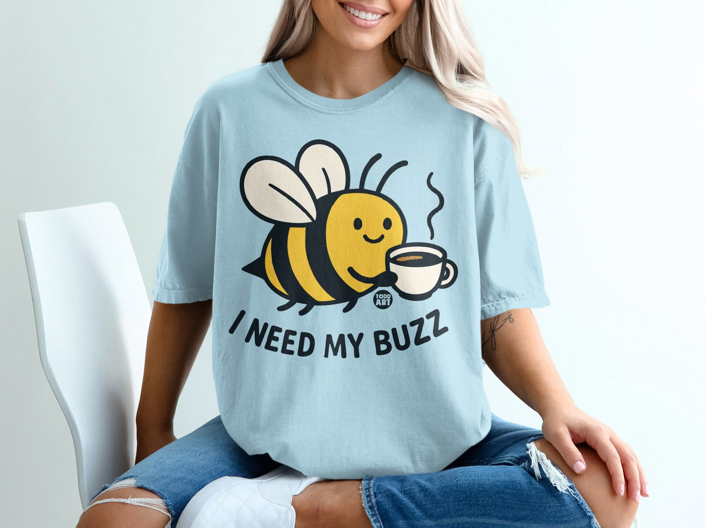 I Need My Buzz Cute Coffee and Bee Graphic Shirt